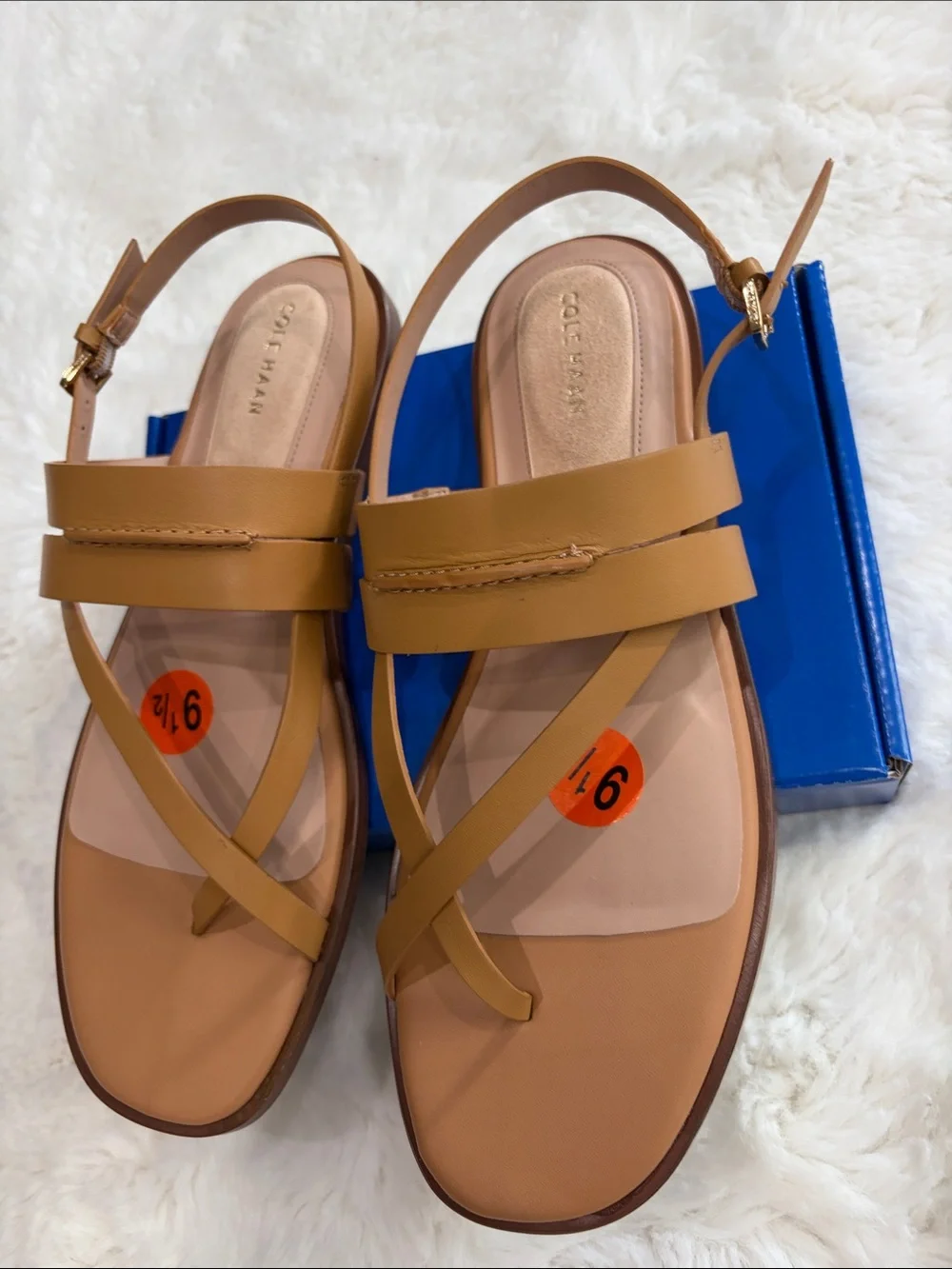 Cole Haan Tan Leather Strappy Sandals - Women,Size 9.5 B
